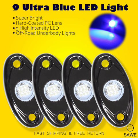 LED Rock Light Pods Lights for Offroad Car Truck ATV Underbody Wheel Grille and Surface Mount - Blue SAWE Lighting