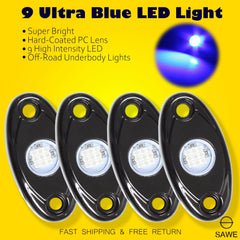 LED Rock Light Pods Lights for Offroad Car Truck ATV Underbody Wheel Grille and Surface Mount - Blue