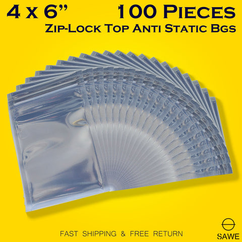 Anti Static Shielding ESD Bags 4 x 6" Inch Zip Lock Resealable for Varieties of Electronic Device 10 x 15cm SAWE Lighting