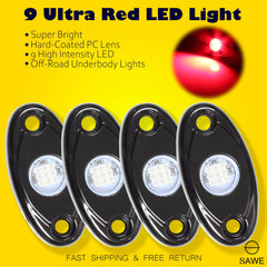 LED Rock Light Pods Lights for Offroad Car Truck ATV Underbody Wheel Grille and Surface Mount - Red