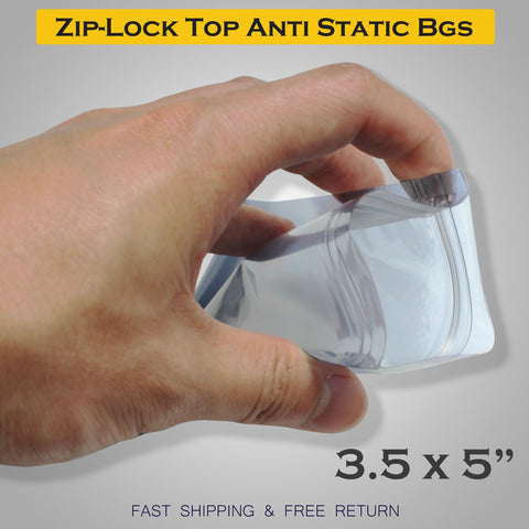 Anti Static Shielding ESD Bags 3.5 x 5" Inch Zip Lock Resealable for Varieties of Electronic Device SAWE Lighting