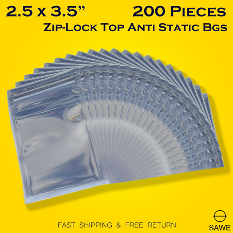Anti Static Shielding ESD Bags 2.5 x 3.5" Inch Zip Lock Resealable for Varieties of Electronic Device SAWE Lighting