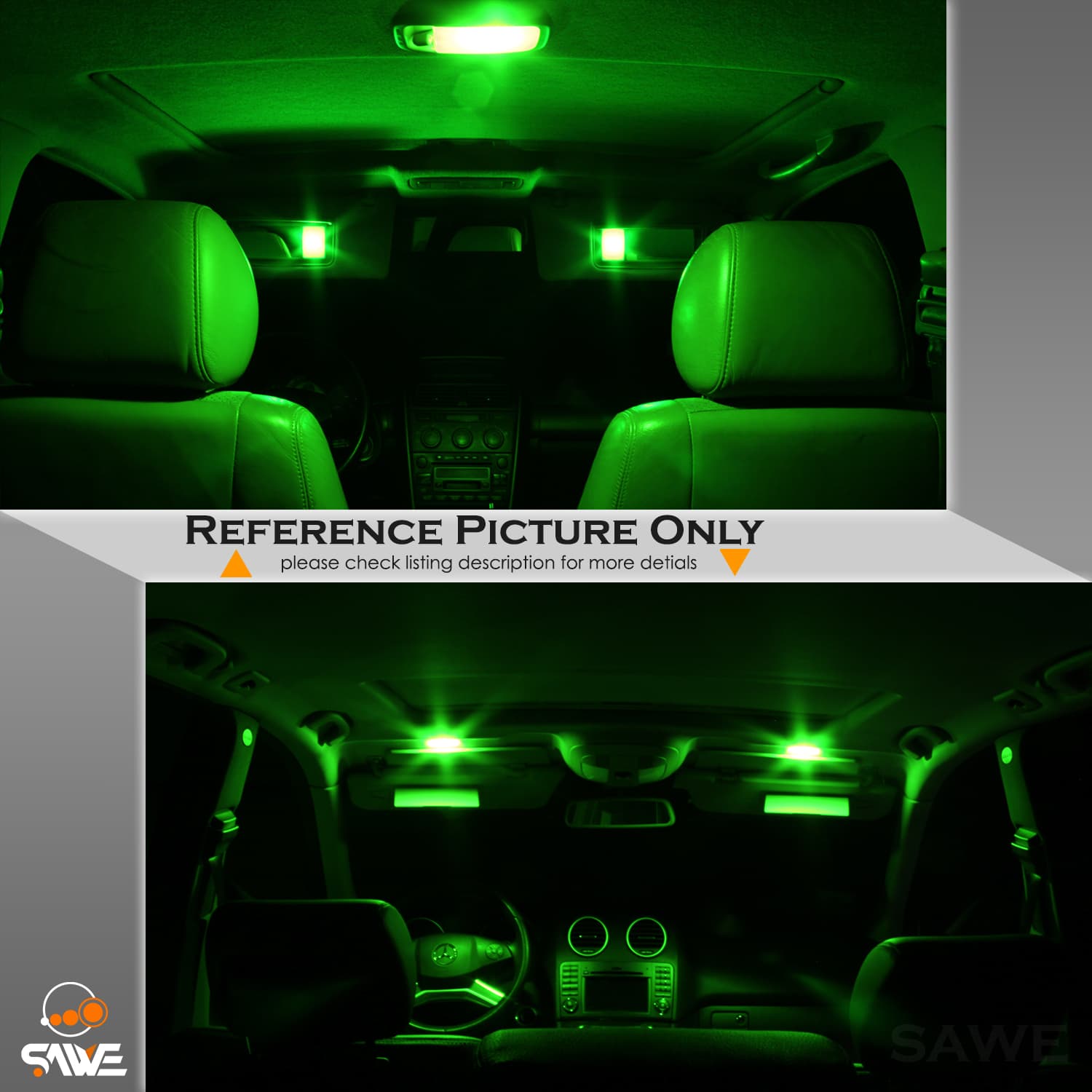 SAWE For GMC Yukon Interior LED Lights Bulb Replacement Kit (2007 - 2014) – Dome, Map, Trunk, License Plate – Red | Green | Ice Blue | Pink | Blue Upgrade Kit (14 Bulbs) SAWE Lighting