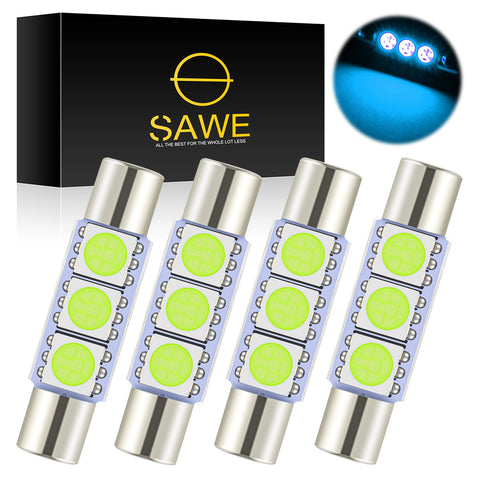 SAWE ® 28mm 3SMD T6 6641 LED Bulbs Sun Visor Vanity Mirror Fuse Lights - Ice Blue SAWE Lighting