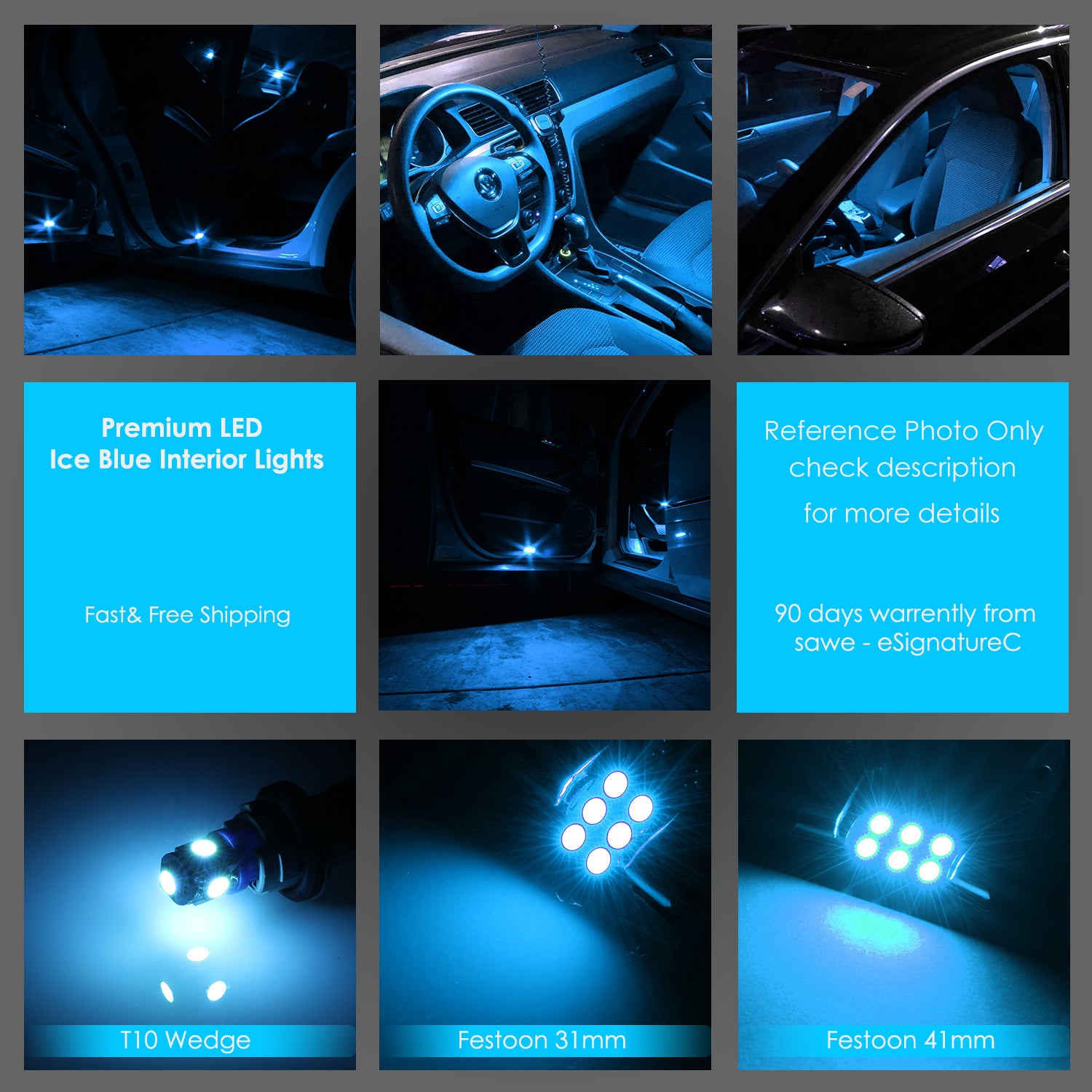 SAWE For GMC Yukon Interior LED Lights Bulb Replacement Kit (2007 - 2014) – Dome, Map, Trunk, License Plate – Red | Green | Ice Blue | Pink | Blue Upgrade Kit (14 Bulbs) SAWE Lighting