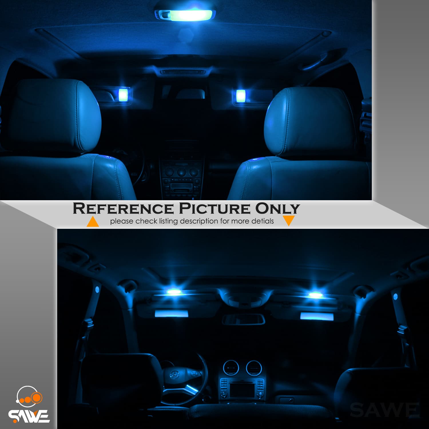 SAWE For GMC Yukon Interior LED Lights Bulb Replacement Kit (2007 - 2014) – Dome, Map, Trunk, License Plate – Red | Green | Ice Blue | Pink | Blue Upgrade Kit (14 Bulbs) SAWE Lighting