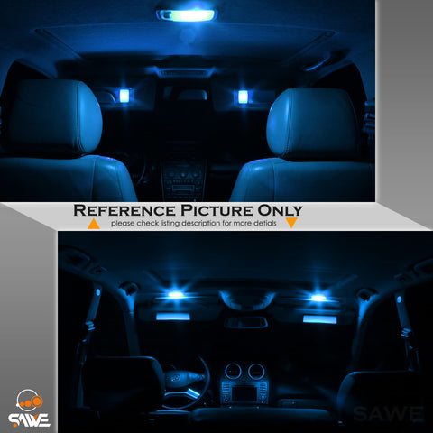 SAWE For GMC Yukon Interior LED Lights Bulb Replacement Kit (2007 - 2014) – Dome, Map, Trunk, License Plate – Red | Green | Ice Blue | Pink | Blue Upgrade Kit (14 Bulbs) SAWE Lighting