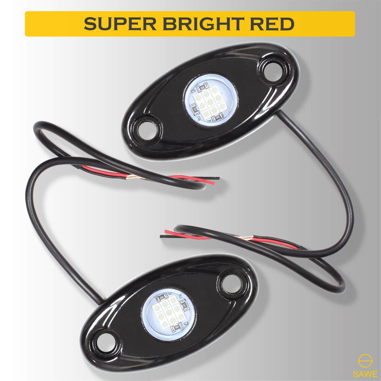 LED Rock Light Pods Lights for Offroad Car Truck ATV Underbody Wheel Grille and Surface Mount - Red