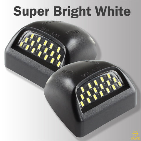LED License Plate Light Housing Kit For Silverado Suburban Tahoe GMC Sierra Yukon 1500 2500 3500 - White SAWE Lighting