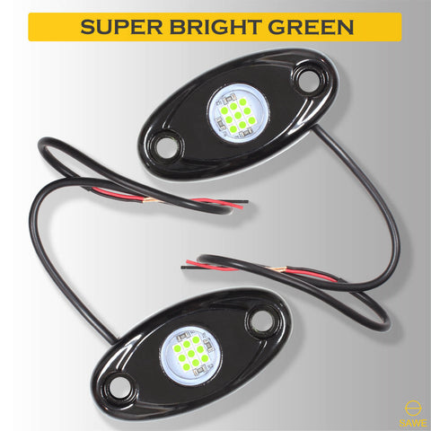 LED Rock Light Pods Lights for Offroad Car Truck ATV Underbody Wheel Grille and Surface Mount - Green SAWE Lighting