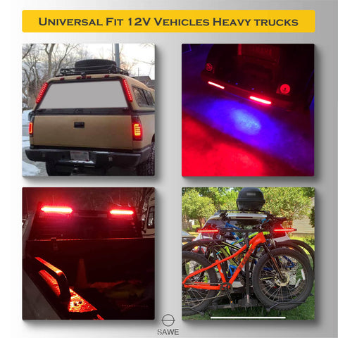 15-LED 10" Inch Red LED Truck Trailer Strip 3rd Brake Lights Rear Turn Tail Light Bar SAWE Lighting