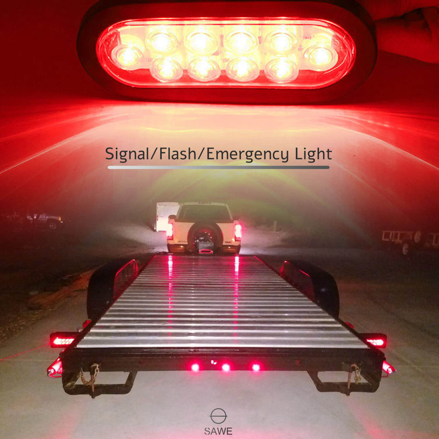 10-LED 6" Inch Red Oval Flush Mount Brake LED Lights Stop Tail Light for Car Truck Trailer