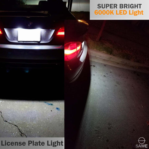Error Free LED License Plate Light Housing For BMW 135i 325i 328i 335i 528i 535i X6 X5 - White SAWE Lighting