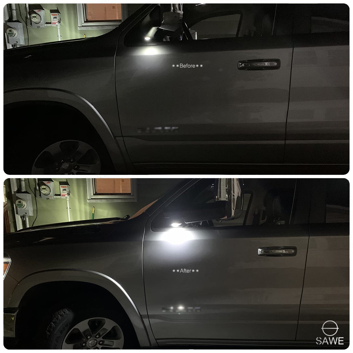 LED Under Side Mirror Puddle Light For 2010 - 2019 Dodge RAM 1500 2500 3500 4500 - White