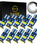 SAWE ® T10 194 168 921 W5W LED Bulb 3014 15SMD License Plate Light Dome Map Trunk Lights or DRL Bulbs - 6000K White
