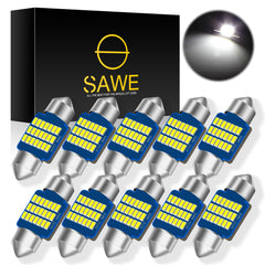 SAWE ® 31MM DE3175 DE3021 6428 LED Bulb 3014 15SMD Interior Door Courtesy Light Dome Map Trunk Lights - White
