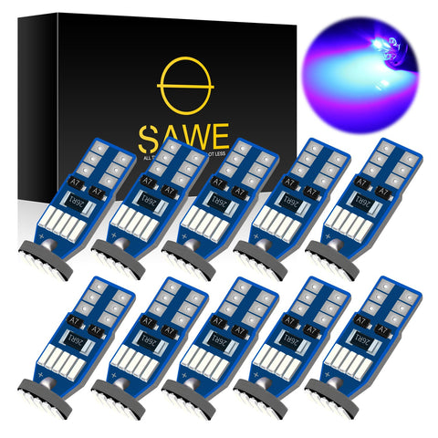 SAWE ® T10 194 168 921 W5W LED Bulb 3014 15SMD License Plate Light Dome Map Trunk Lights or DRL Bulbs - Blue SAWE Lighting