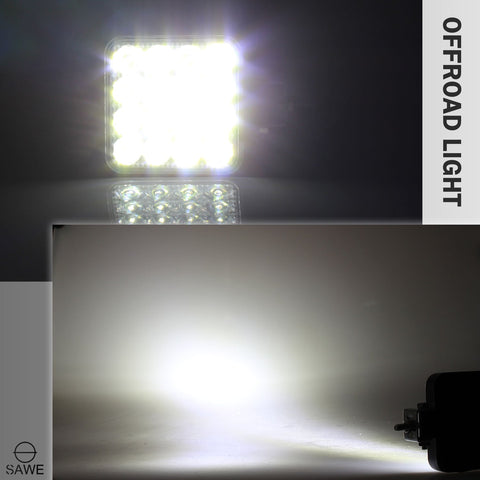 Square LED Spotlights for Trucks Pickup SUV ATV Offroad Fog Flood Work Pod Light Bulbs Bar - White SAWE Lighting