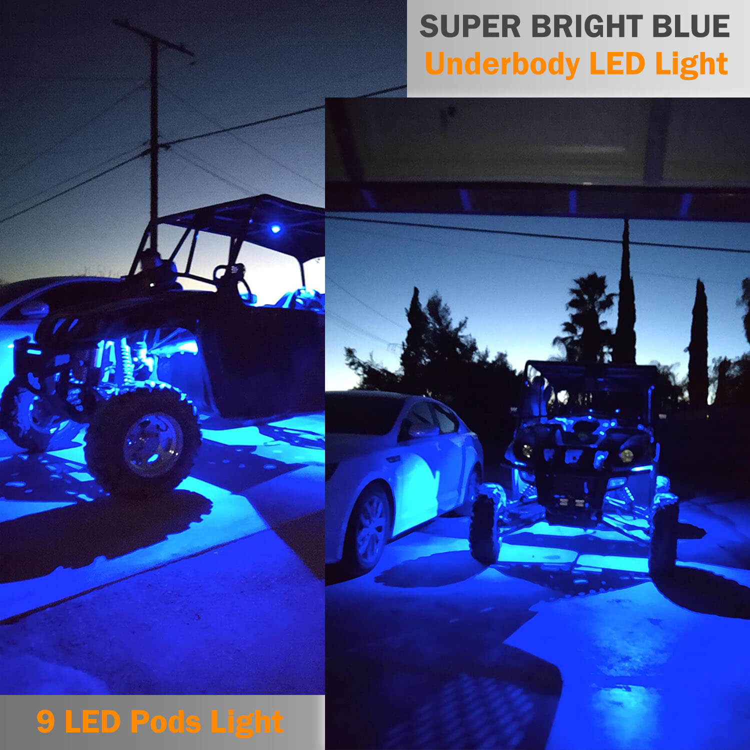 LED Rock Light Pods Lights for Offroad Car Truck ATV Underbody Wheel Grille and Surface Mount - Blue