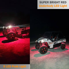 LED Rock Light Pods Lights for Offroad Car Truck ATV Underbody Wheel Grille and Surface Mount - Red