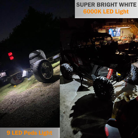 LED Rock Light Pods Lights for Offroad Car Truck ATV Underbody Wheel Grille and Surface Mount - White SAWE Lighting