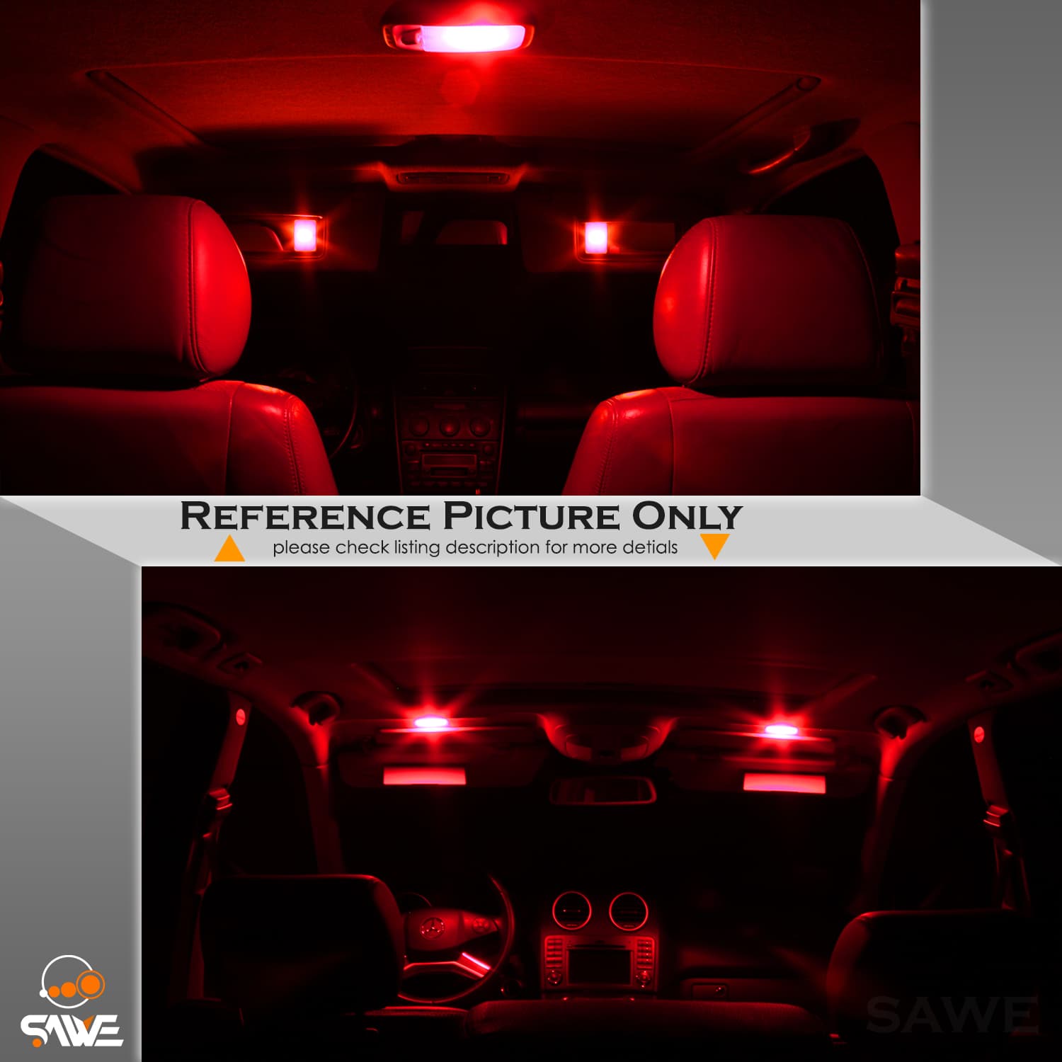 SAWE For GMC Yukon Interior LED Lights Bulb Replacement Kit (2007 - 2014) – Dome, Map, Trunk, License Plate – Red | Green | Ice Blue | Pink | Blue Upgrade Kit (14 Bulbs) SAWE Lighting
