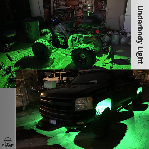 LED Rock Light Pods Lights for Offroad Car Truck ATV Underbody Wheel Grille and Surface Mount - Green SAWE Lighting