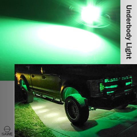 LED Rock Light Pods Lights for Offroad Car Truck ATV Underbody Wheel Grille and Surface Mount - Green SAWE Lighting