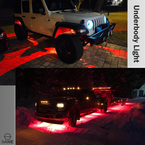 LED Rock Light Pods Lights for Offroad Car Truck ATV Underbody Wheel Grille and Surface Mount - Red SAWE Lighting