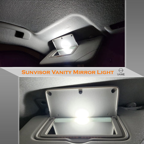 SAWE ® T6 6641 6612F 28mm 9SMD LED Bulbs Sun Visor Vanity Mirror Fuse Lights - 6000K White SAWE Lighting