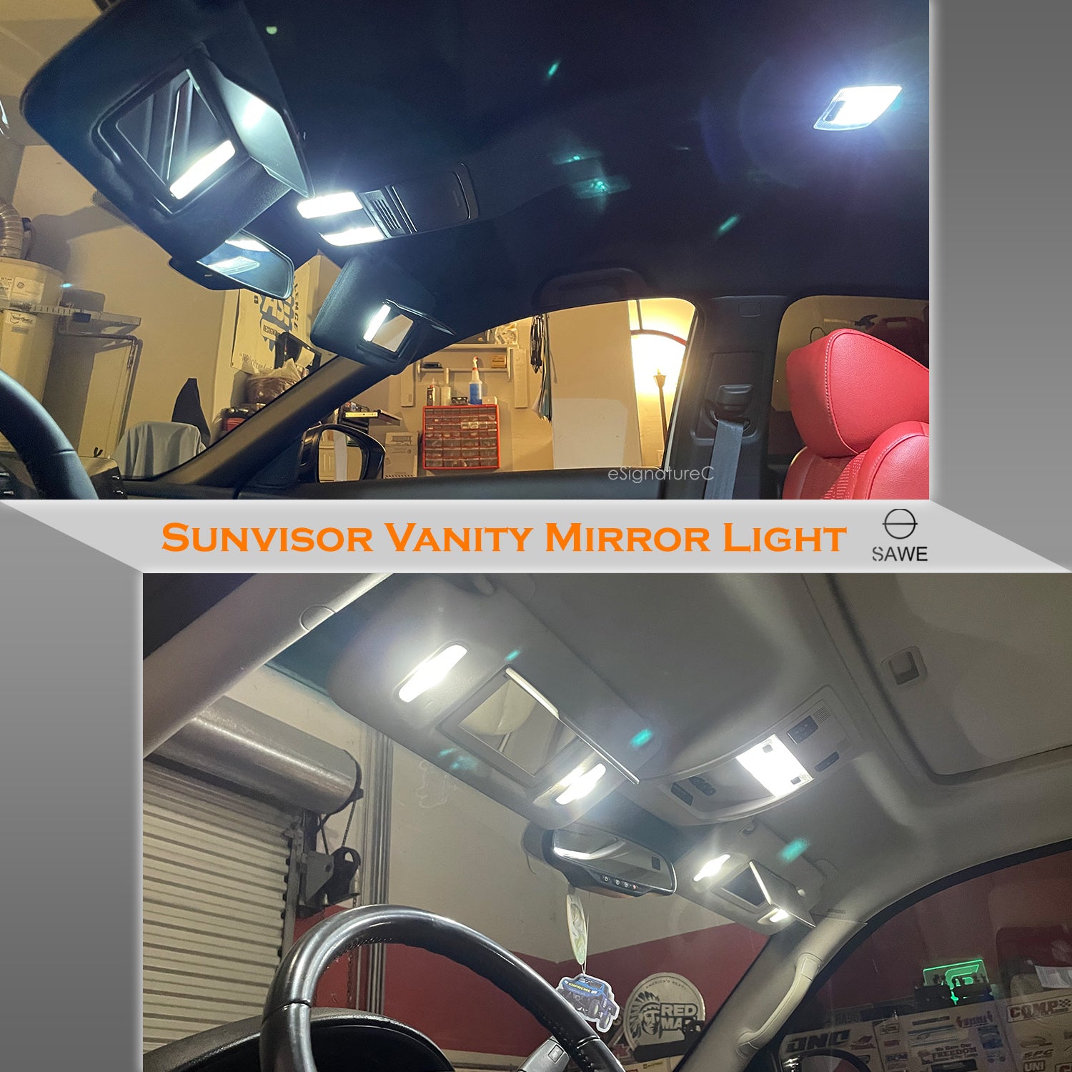 SAWE ® T6 6641 6612F 28mm 9SMD LED Bulbs Sun Visor Vanity Mirror Fuse Lights - 6000K White