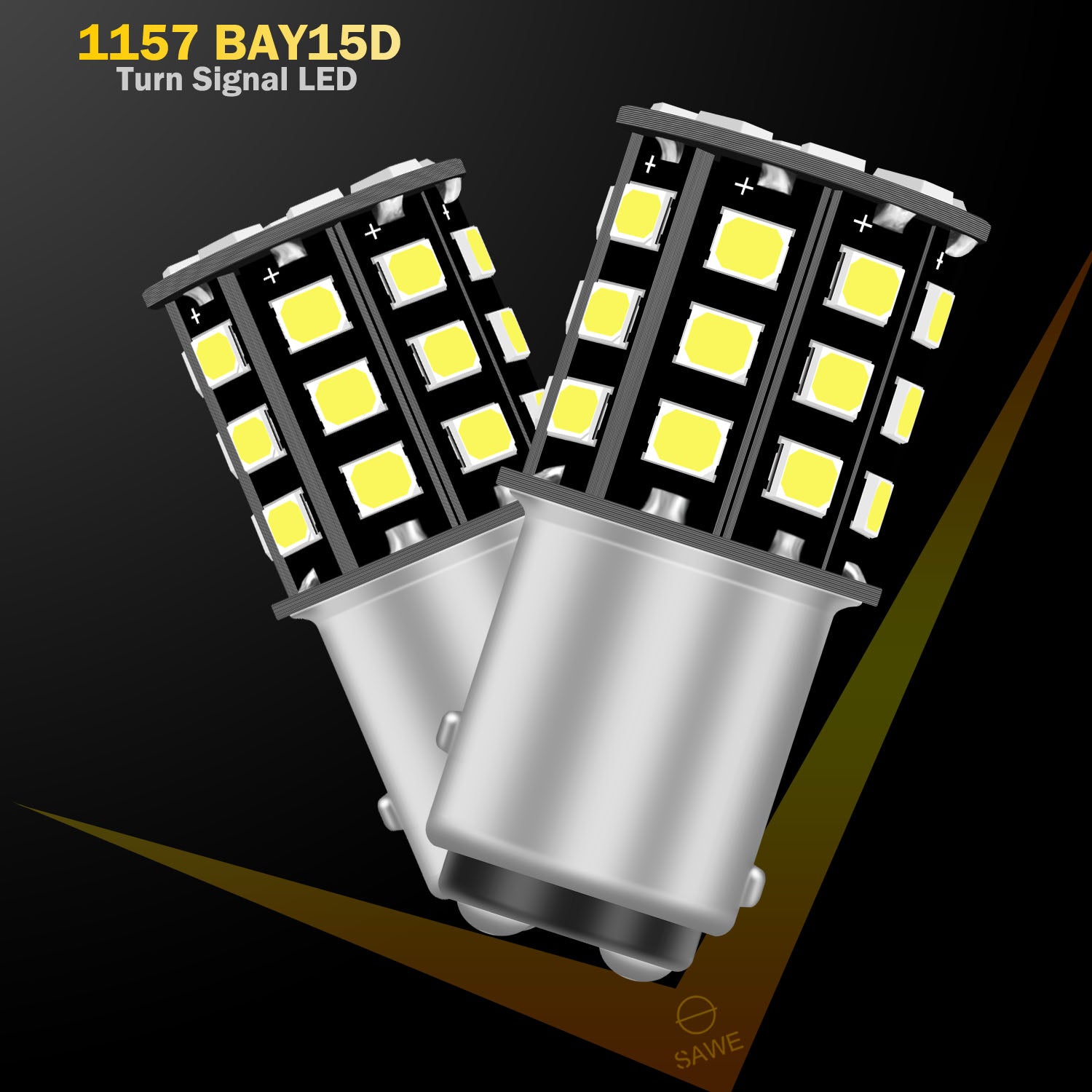 SAWE ® 1157 BAY15D 2057 2357 33-SMD LED Tail Brake Stop Turn Signal Parking Light Bulbs - 6000K White