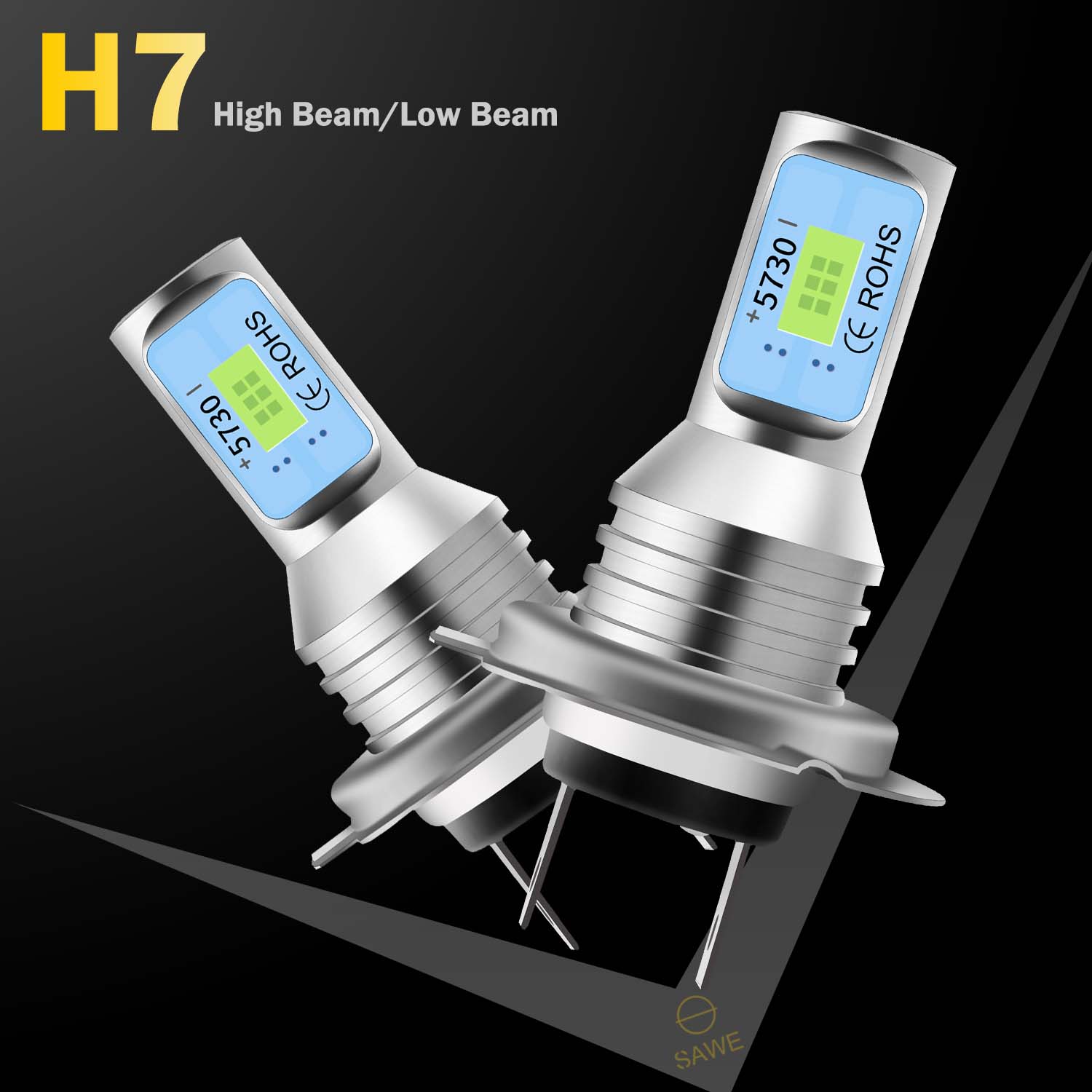 H7 CSP LED Headlights Bulbs High Low Beam Fog Light Canbus - 8000K Ice Blue