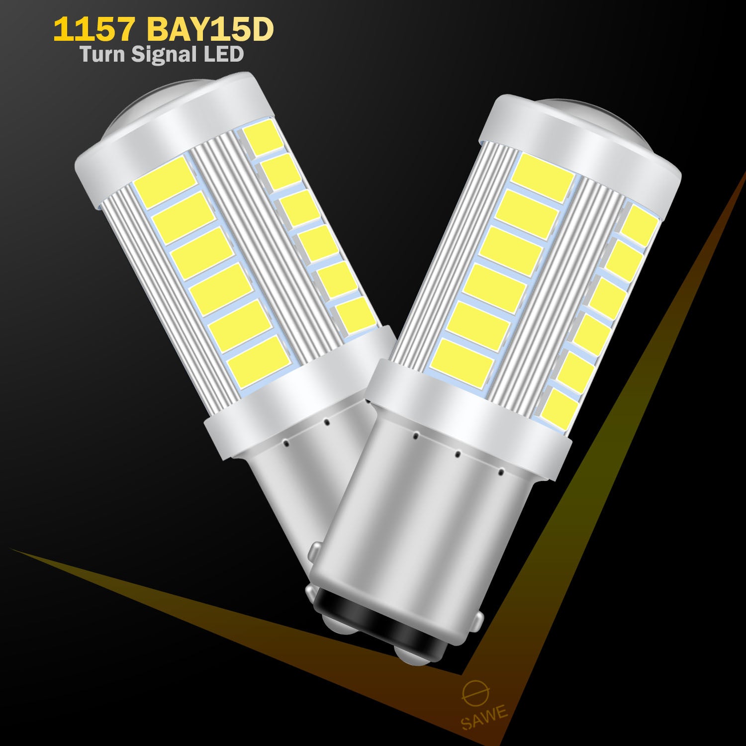 SAWE ® 1157 BAY15D 33-SMD LED Tail Brake Stop Turn Signal Parking Light Bulbs - 6000K White