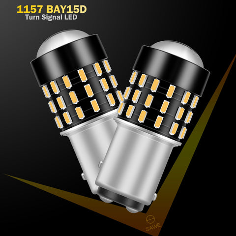 SAWE ® 1157 BAY15D 7528 54-SMD LED Turn Signal Indicator Parking Light Bulbs CANBUS - Amber / Yellow SAWE Lighting