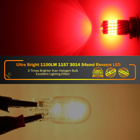 SAWE ® 1157 BAY15D 7528 54-SMD LED Brake Stop Turn Signal Tail Light Bulbs - Red SAWE Lighting