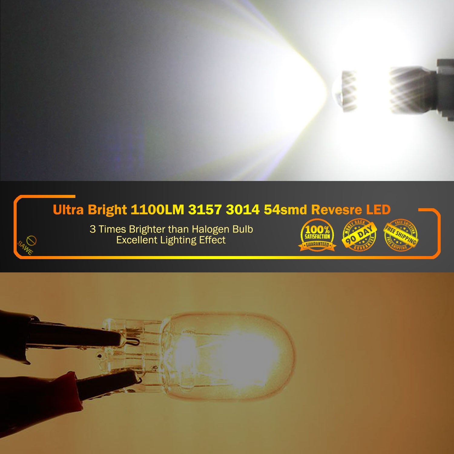 SAWE ® 3156 3157 4157 T25 LED Bulb for Reverse Backup Lights High Mount - 6000K White