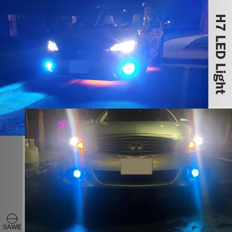 H7 CSP LED Headlights Bulbs High Low Beam Fog Light Canbus - 8000K Ice Blue SAWE Lighting