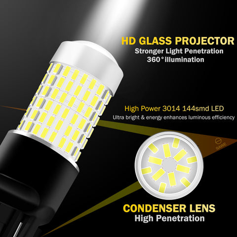 SAWE 7443 7440 7444 T20 LED Bulb for Reverse Backup Lights High Mount - 3014 144smd 6000K White SAWE Lighting