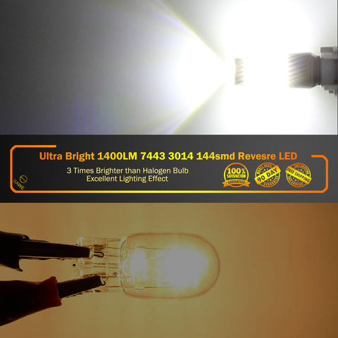 SAWE 7443 7440 7444 T20 LED Bulb for Reverse Backup Lights High Mount - 3014 144smd 6000K White SAWE Lighting