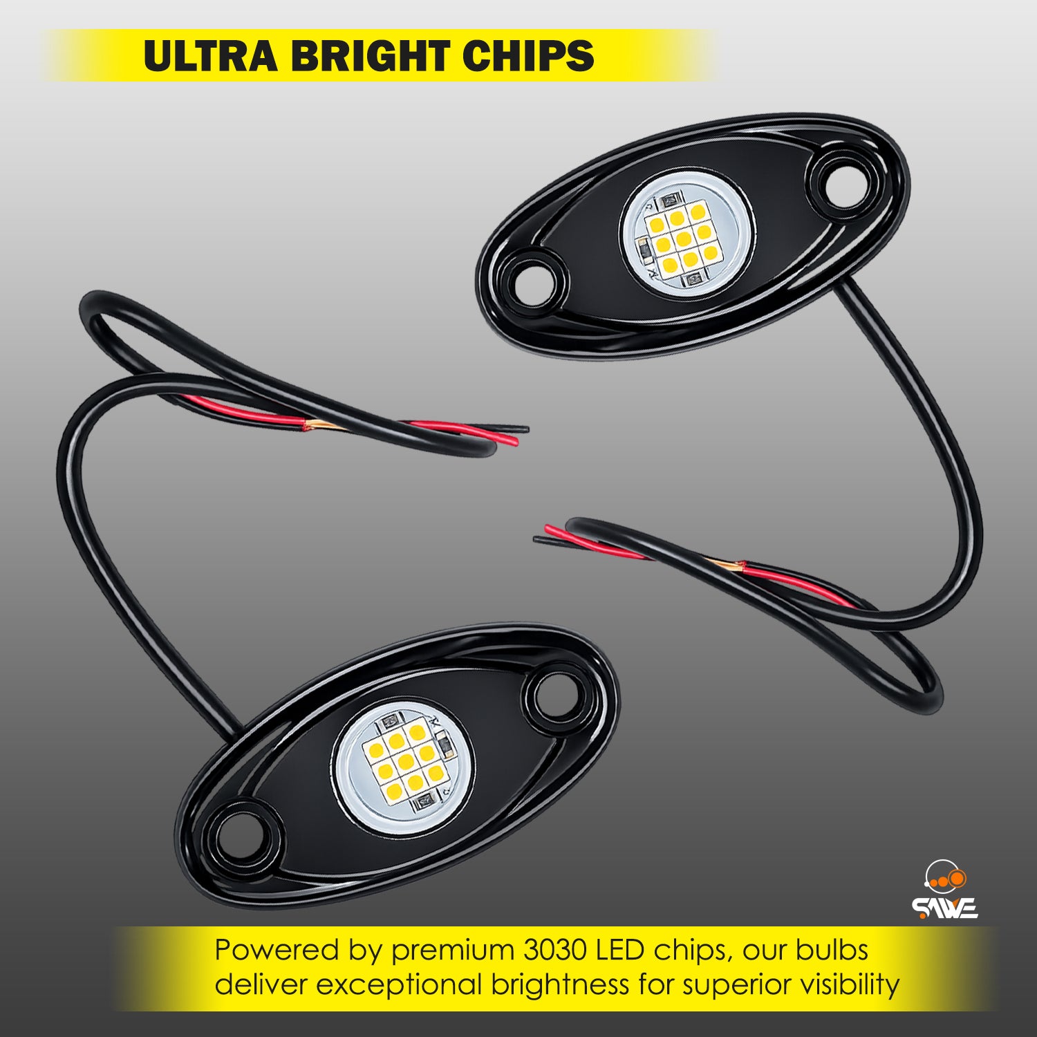 LED Rock Light Pods Lights for Offroad Car Truck ATV Underbody Wheel Grille and Surface Mount - Amber SAWE Lighting