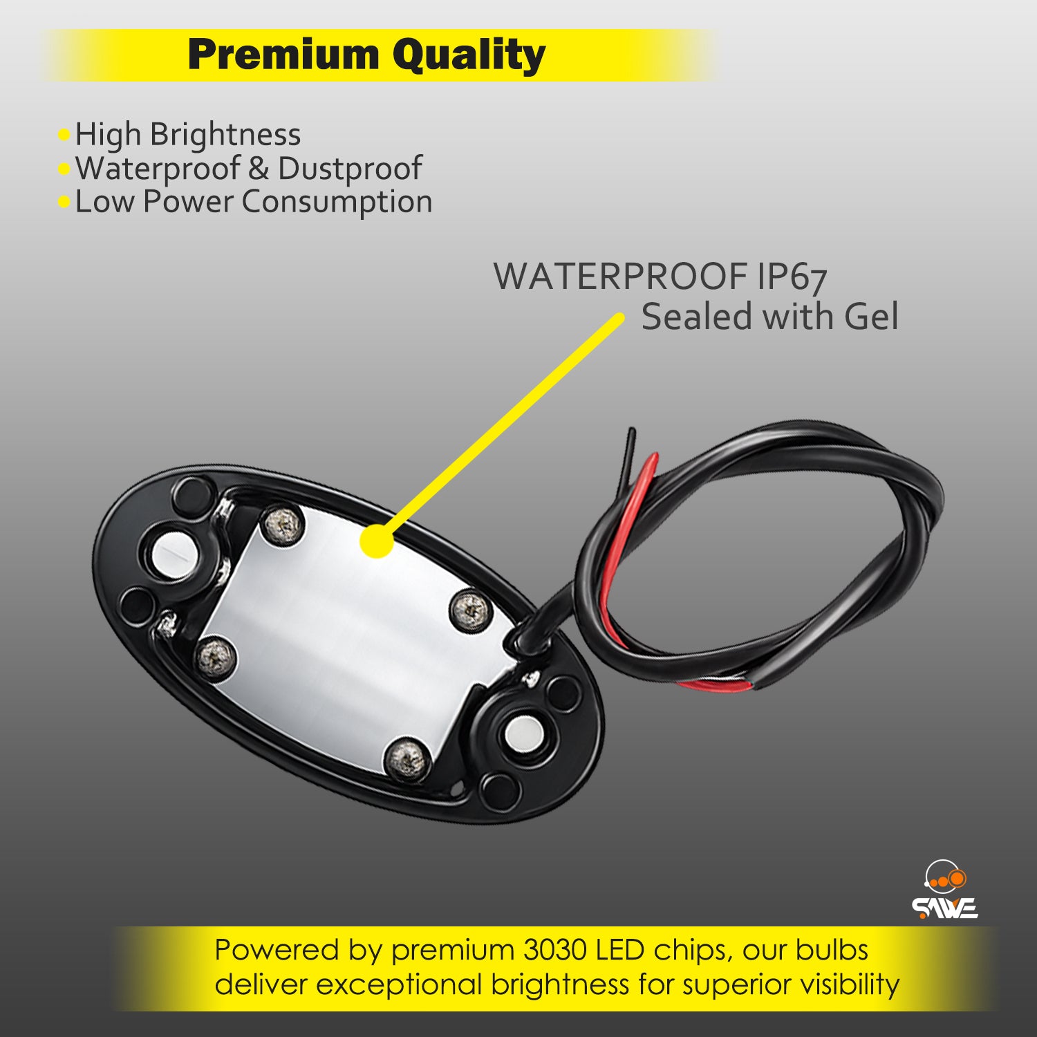 LED Rock Light Pods Lights for Offroad Car Truck ATV Underbody Wheel Grille and Surface Mount - Amber SAWE Lighting