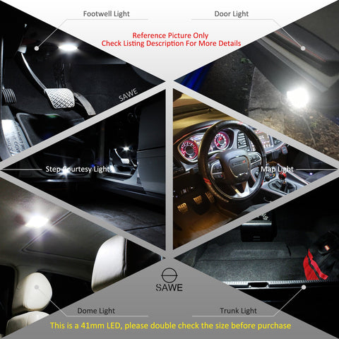 SAWE ® 578 211-2 212-2 41mm 42mm LED Light Bulb 5050 6SMD Interior Dome Map Door Courtesy Trunk Lights - White SAWE Lighting