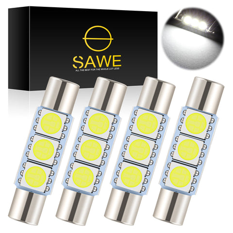 SAWE ® 28mm 3SMD T6 6641 LED Bulbs Sun Visor Vanity Mirror Fuse Lights - 6000K White SAWE Lighting