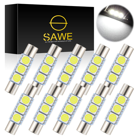 SAWE ® 28mm 3SMD T6 6641 LED Bulbs Sun Visor Vanity Mirror Fuse Lights - 6000K White SAWE Lighting