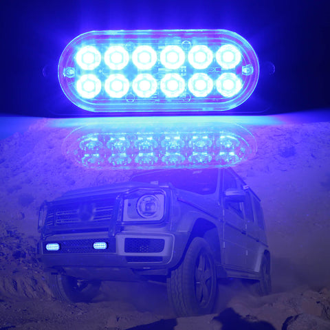 Emergency LED Strobe Lights Bar for Offroad Car Truck Warning Hazard Flash Grille and Surface Mount Light - Blue 12-LED SAWE Lighting