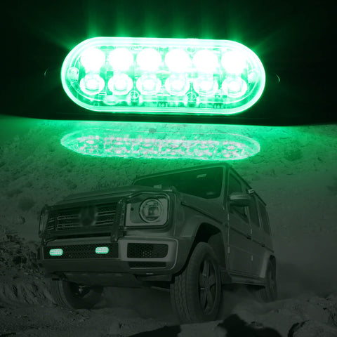 Emergency LED Strobe Lights Bar for Offroad Car Truck Warning Hazard Flash Grille and Surface Mount Light - Green 12-LED SAWE Lighting