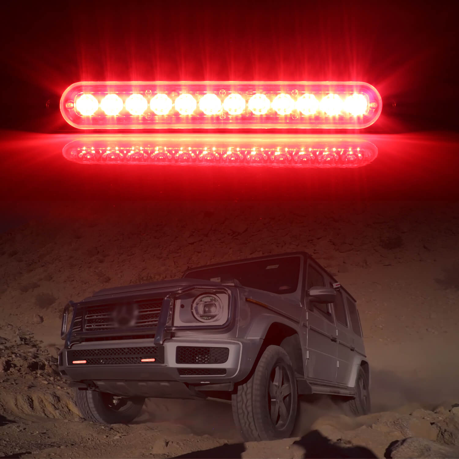 Emergency LED Strobe Lights Bar for Offroad Car Truck Warning Hazard Flash Grille and Surface Mount Light - Red 12-LED