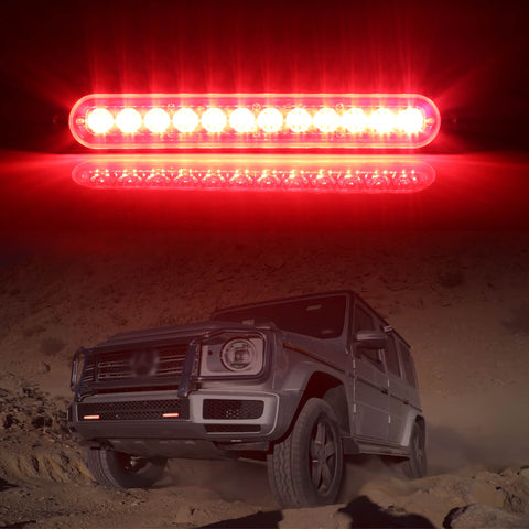 Emergency LED Strobe Lights Bar for Offroad Car Truck Warning Hazard Flash Grille and Surface Mount Light - Red 12-LED SAWE Lighting