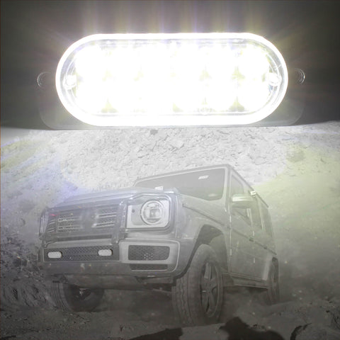 Emergency LED Strobe Lights Bar for Offroad Car Truck Warning Hazard Flash Grille and Surface Mount Light - White 12-LED SAWE Lighting